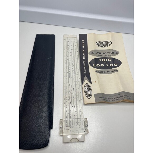 Vintage 1970’s Slide Rule Acu-Math No. 150 Engineer with LEATHER Case Acumath - Picture 1 of 9